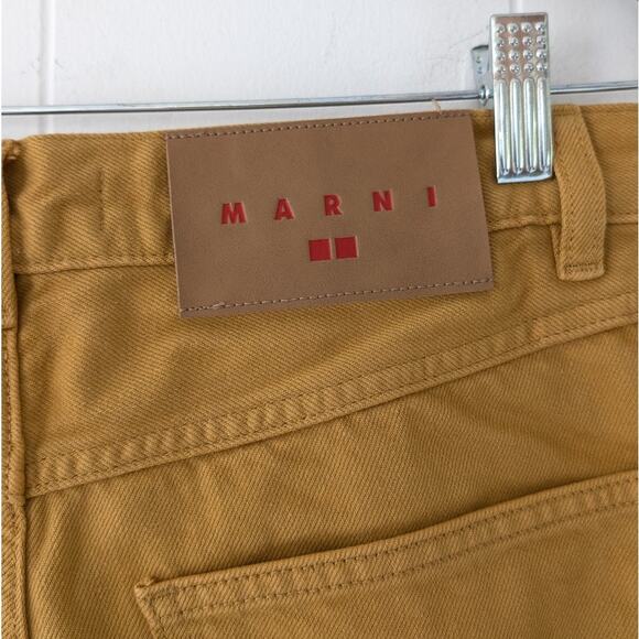 Marni Uniqlo Yellow Denim Baggy High Waist Wide Leg Logo Jeans, size 26x31 - Picture 4 of 11
